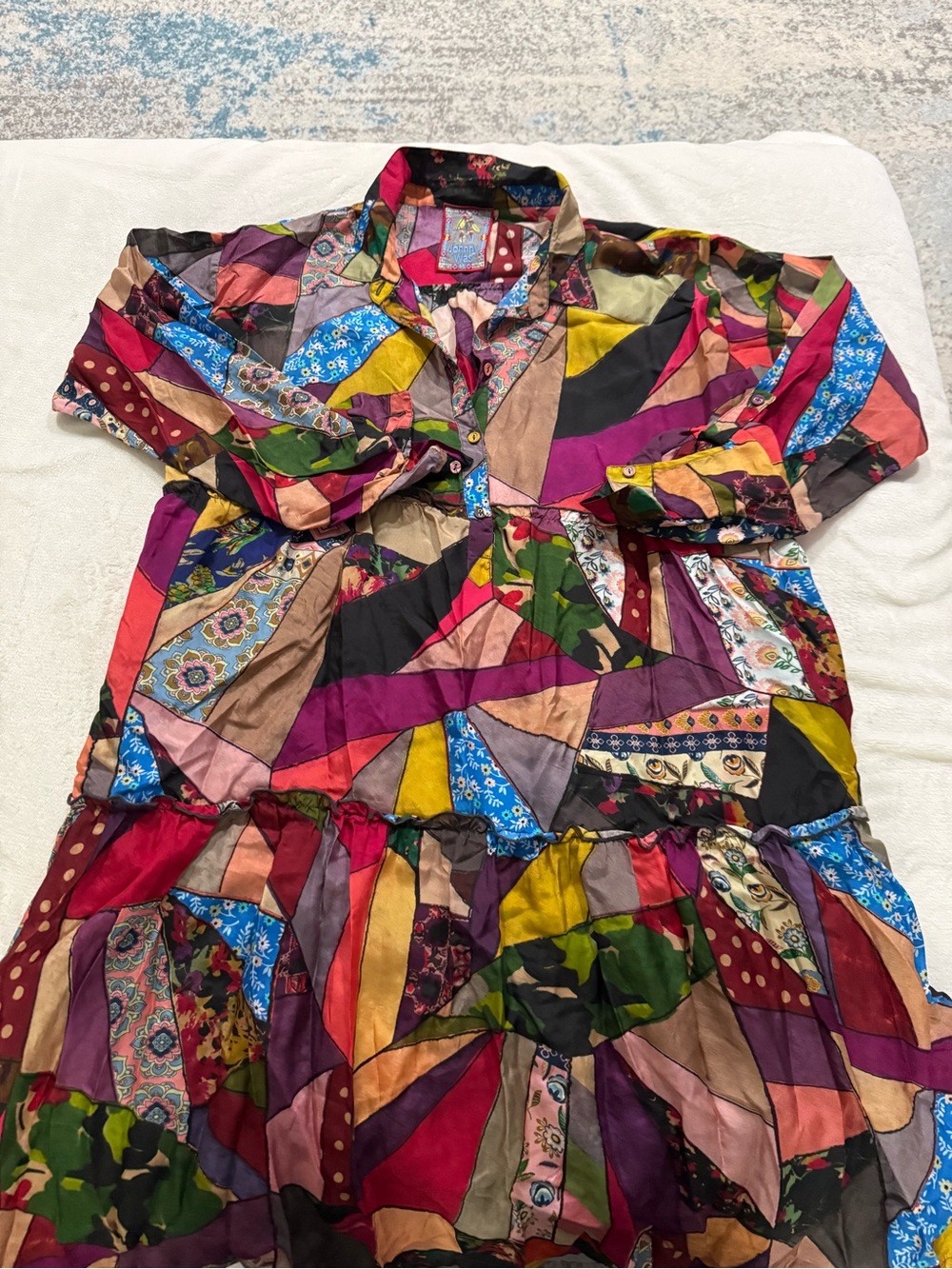 Johnny Was Jasmine Shirt Dress 100% Silk Size Large E04